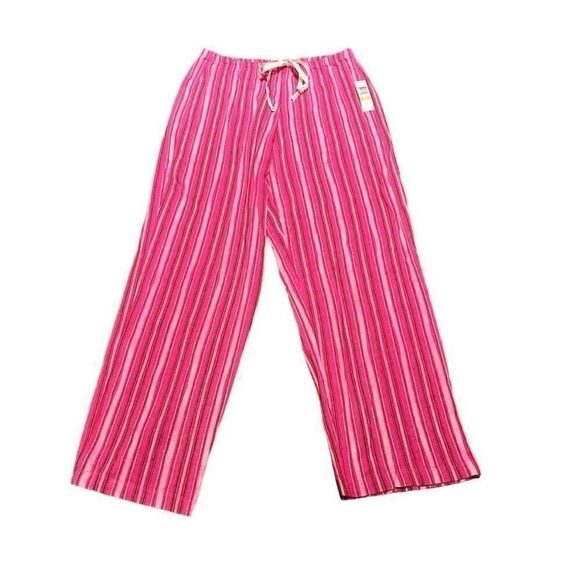 HUE Women’s Pink Striped Pajama Bottoms, Size S, NWT - Picture 1 of 8